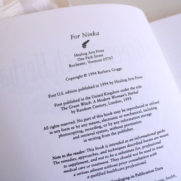 Vintage 1990s Book, "The Green Witch Herbal" by Barbara Griggs, 1994 - Picture 2 of 10